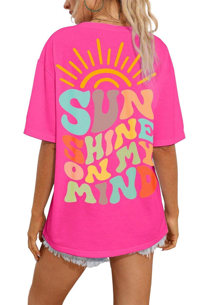 Bright Pink SUNSHINE ON MY MIND Graphic Tee - L & M Kee, LLC