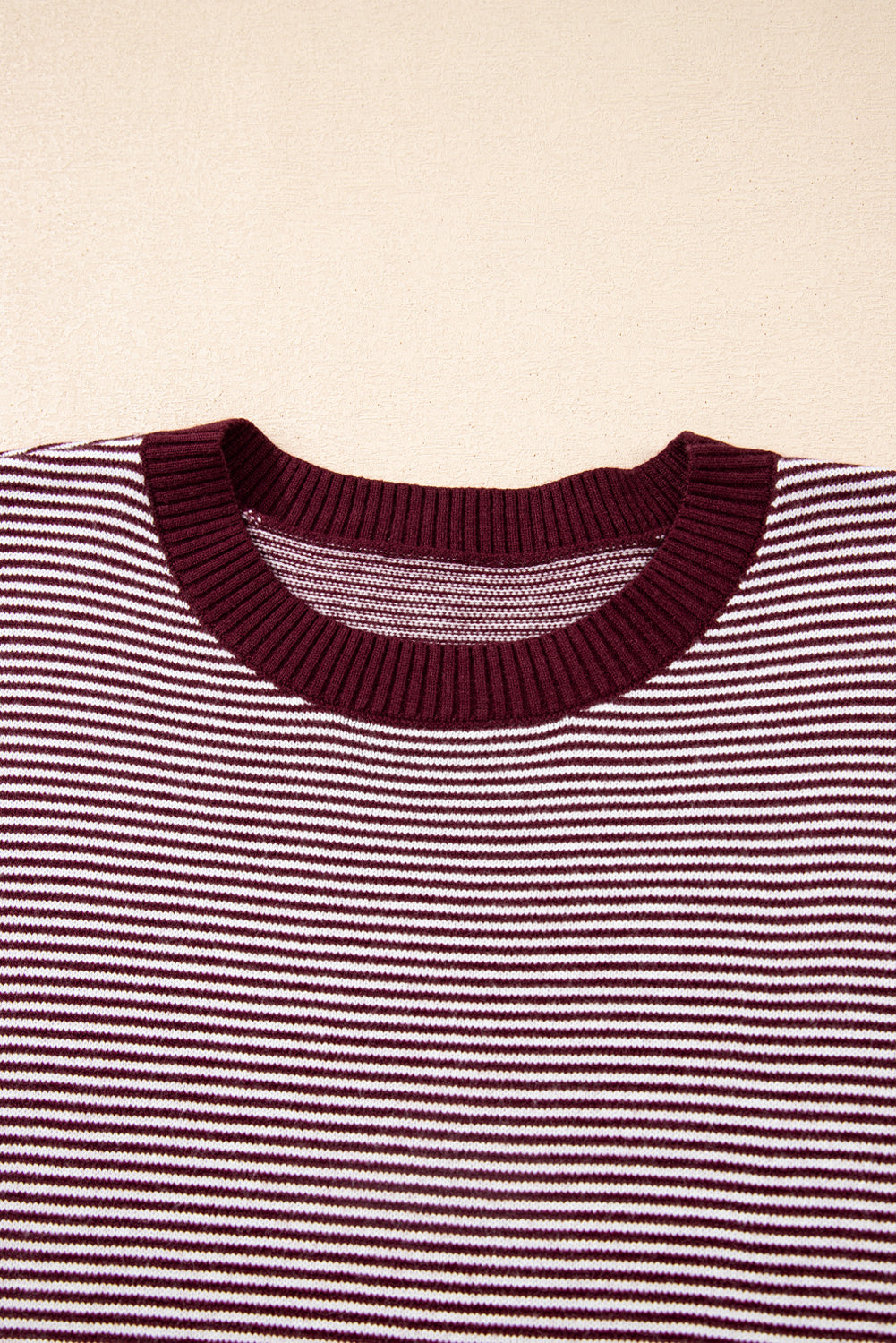 Red Stripe Color Block Patchwork Dolman Oversize Tunic Sweater