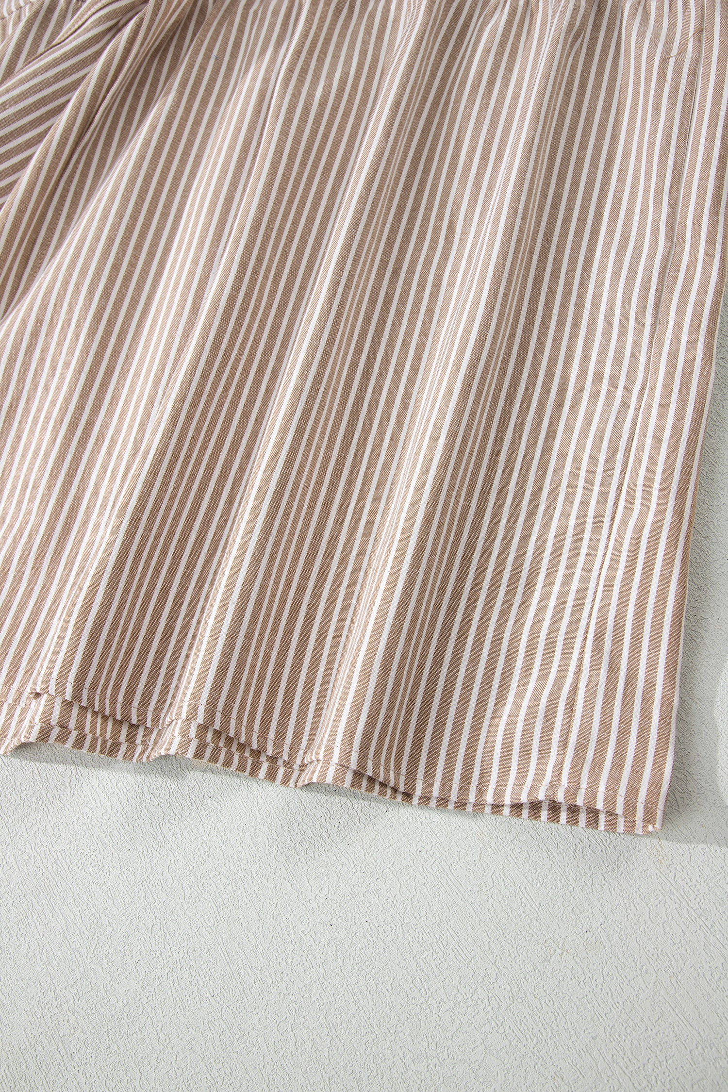 Khaki Stripe Flutter Sleeve Buttoned Front Slit Maxi Dress