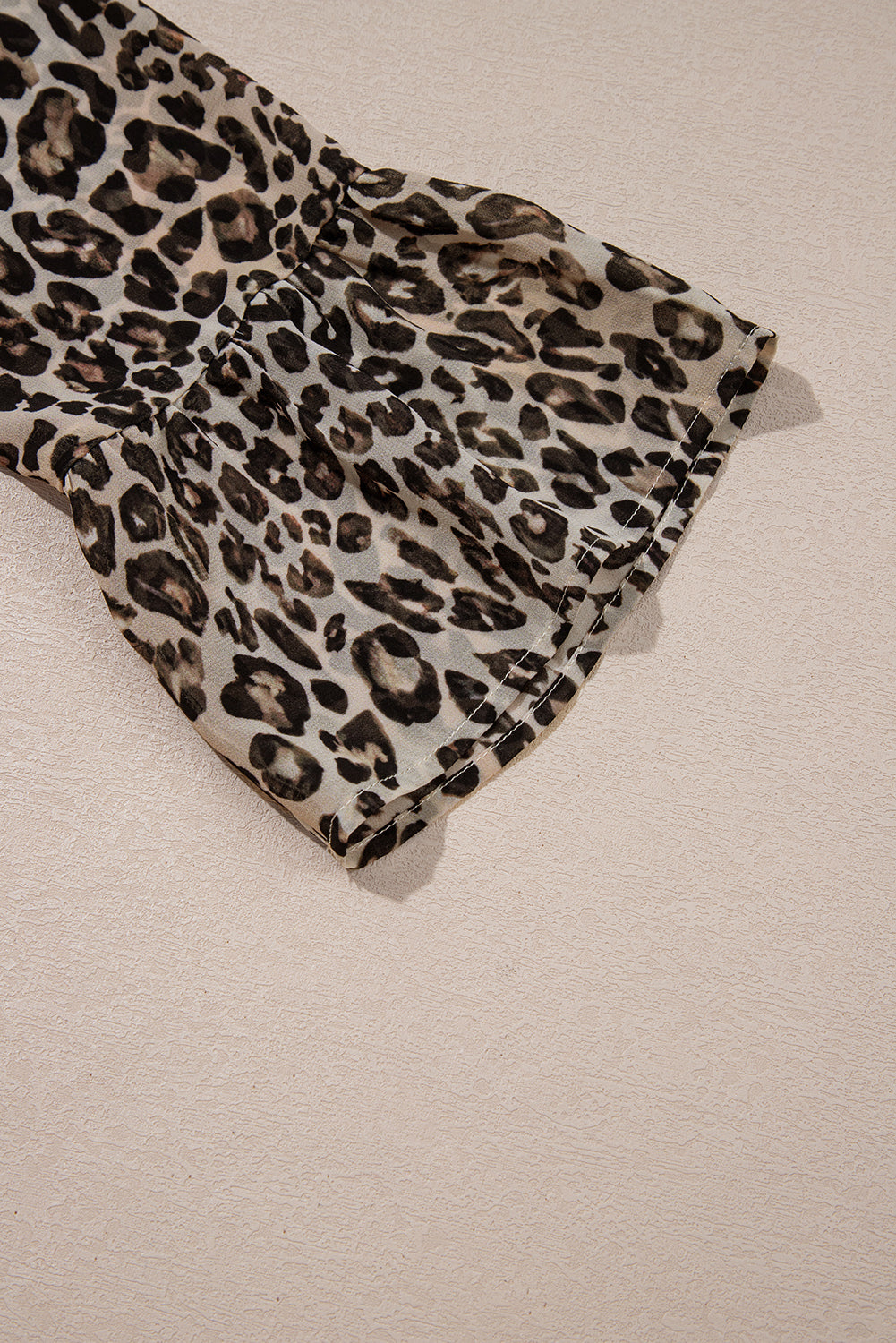 Khaki Leopard 3/4 Sleeve V Neck Swing Dress