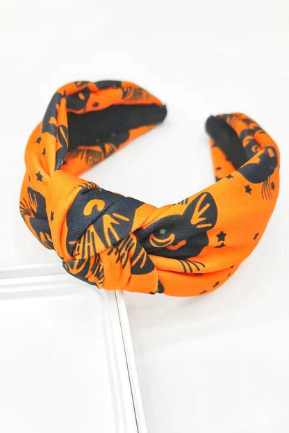 Citrus Halloween Plaid/Cat Print Knotted Headband