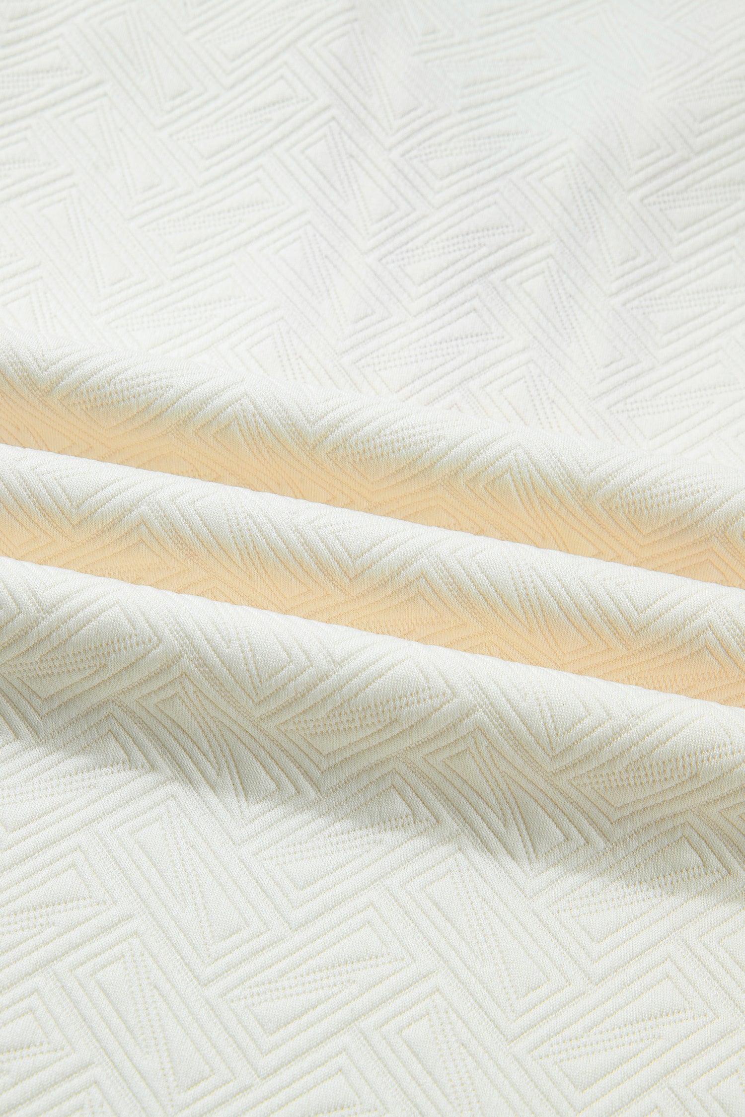 White Textured Knit Contrast Striped Accent Zipped Collar Pullover Top