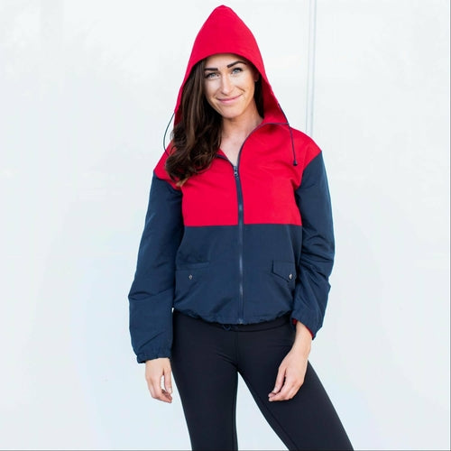 ACTIVE HOODED COLORBLOCK WINDBREAKER JACKET