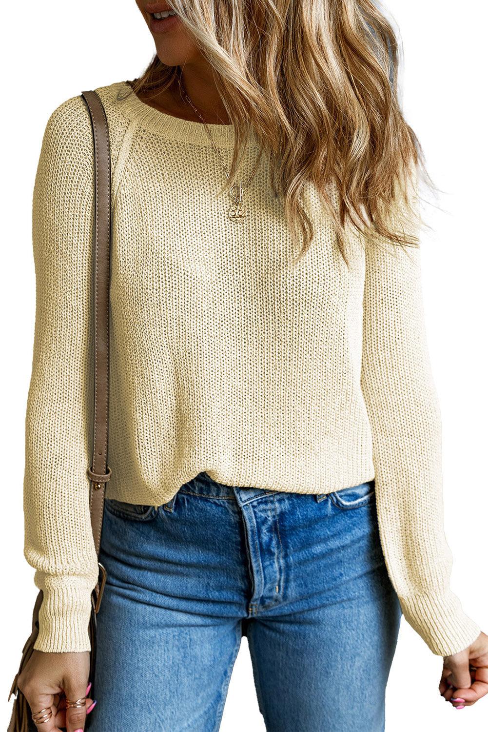 Raglan Sleeve Crewneck Casual Sweater - L & M Kee, LLC