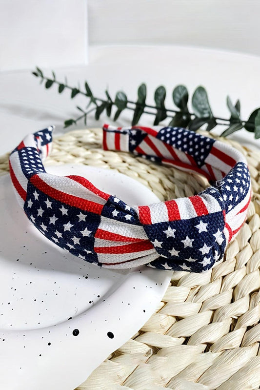 Navy Blue Flag Day Knotted Headband