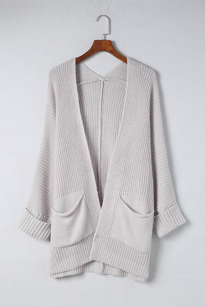 Khaki Oversized Fold Over Sleeve Sweater Cardigan - L & M Kee, LLC