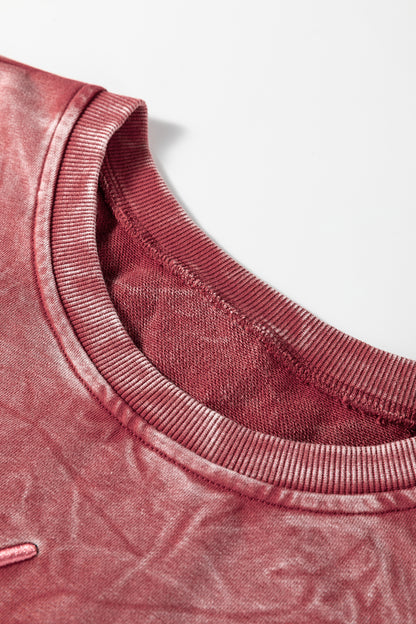 Real Teal saved by grace Letter Embroidery Mineral Wash Loose Sweatshirt