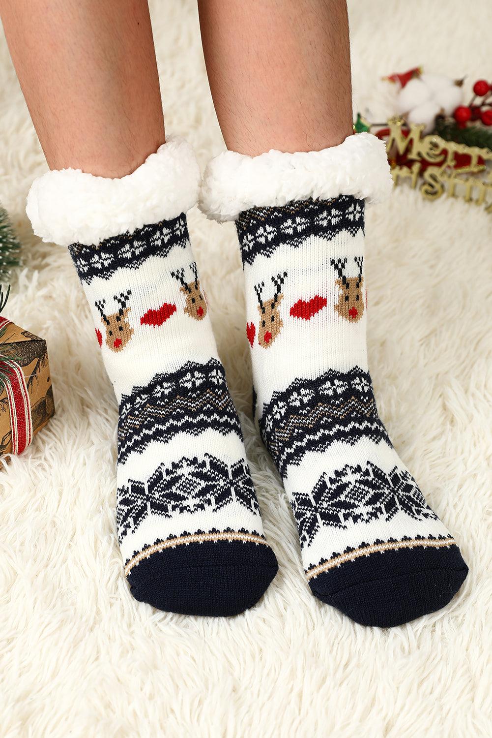 Fiery Red Christmas Flake Thermal Socks - L & M Kee, LLC
