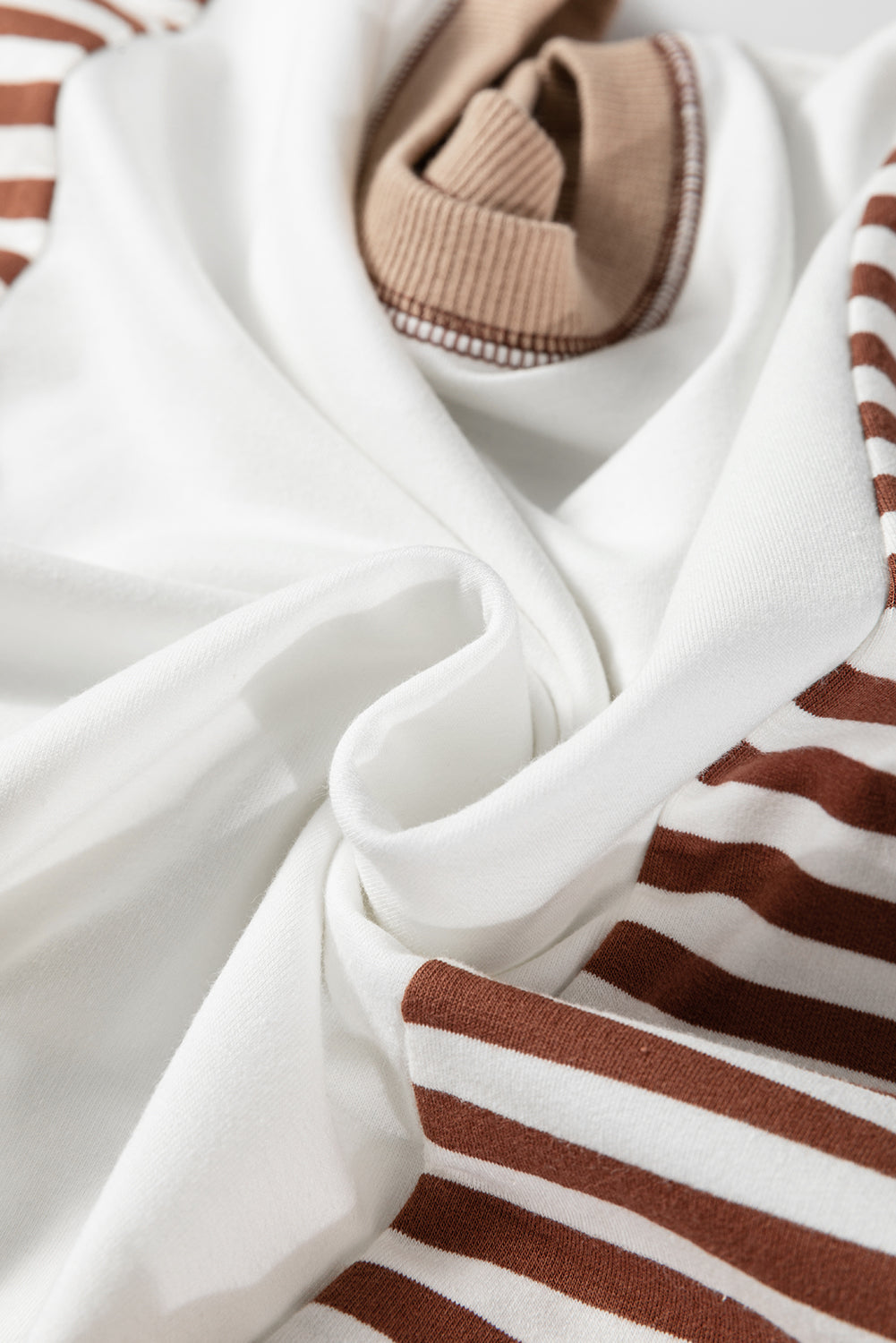Brown Stripe Colorblock Patchwork Contrast Stitching Oversize Sweatshirt