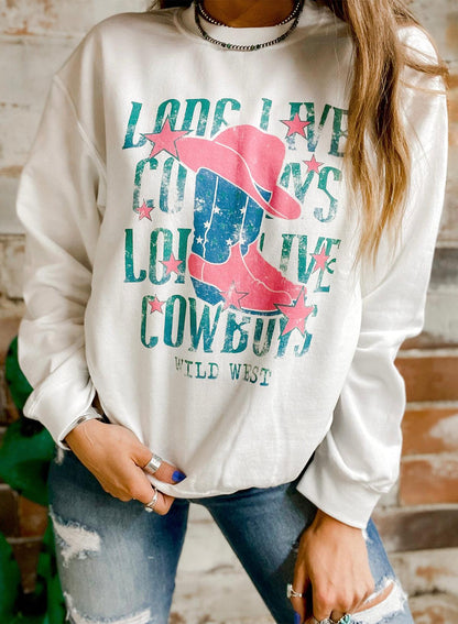 LONG LIVE COWBOY WILD WEST Graphic Sweatshirt - L & M Kee, LLC