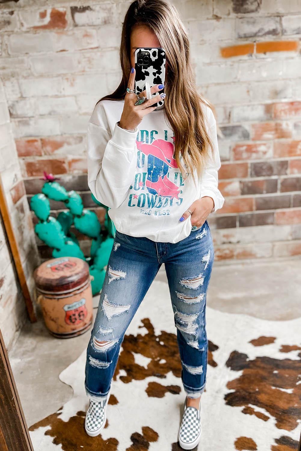 LONG LIVE COWBOY WILD WEST Graphic Sweatshirt - L & M Kee, LLC