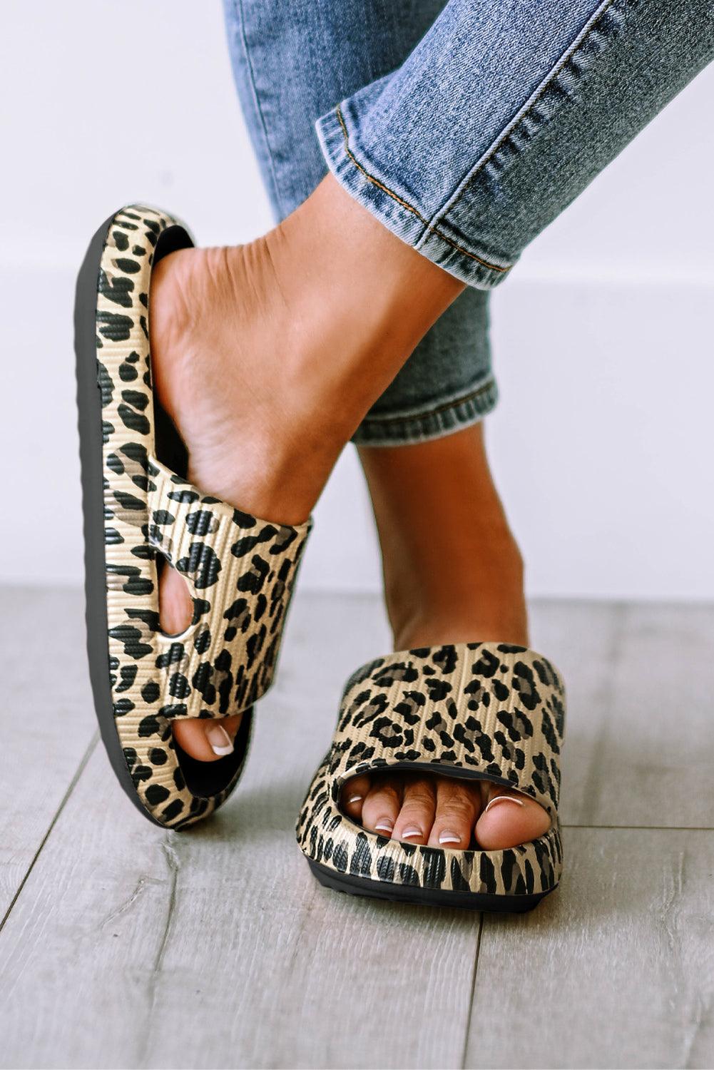 Black Print Thick Sole Slip On Slippers - L & M Kee, LLC