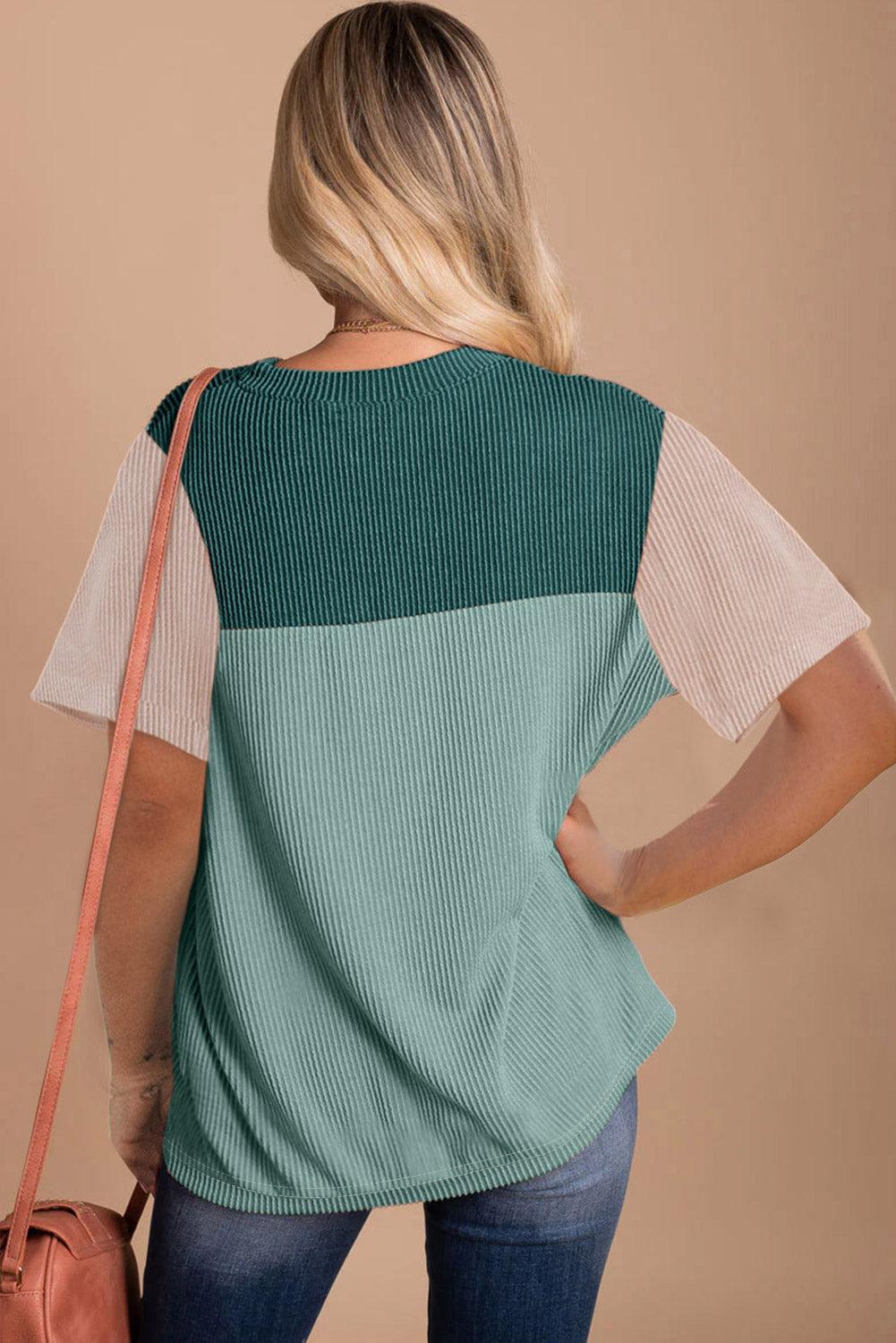 Skobeloff Rib Textured Colorblock T Shirt - L & M Kee, LLC