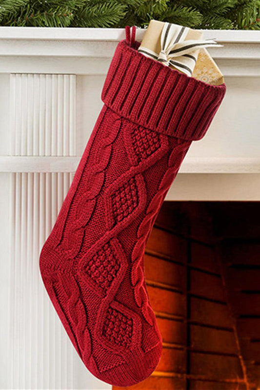 Red Dahlia Textured Knit Christmas Stocking Ornament - L & M Kee, LLC