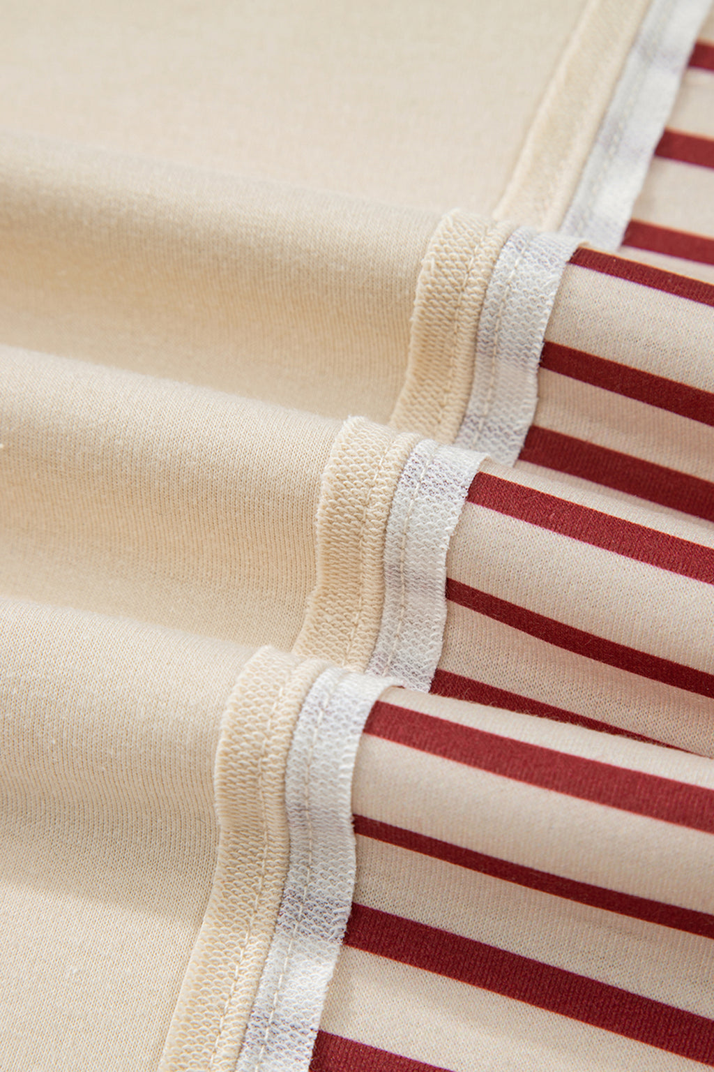 Red Stripe Sleeve Patchwork Casual Knit Top