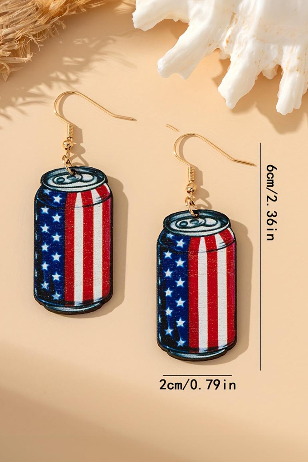 Fiery Red Flag Drink Can Pendant Hook Earrings - L & M Kee, LLC