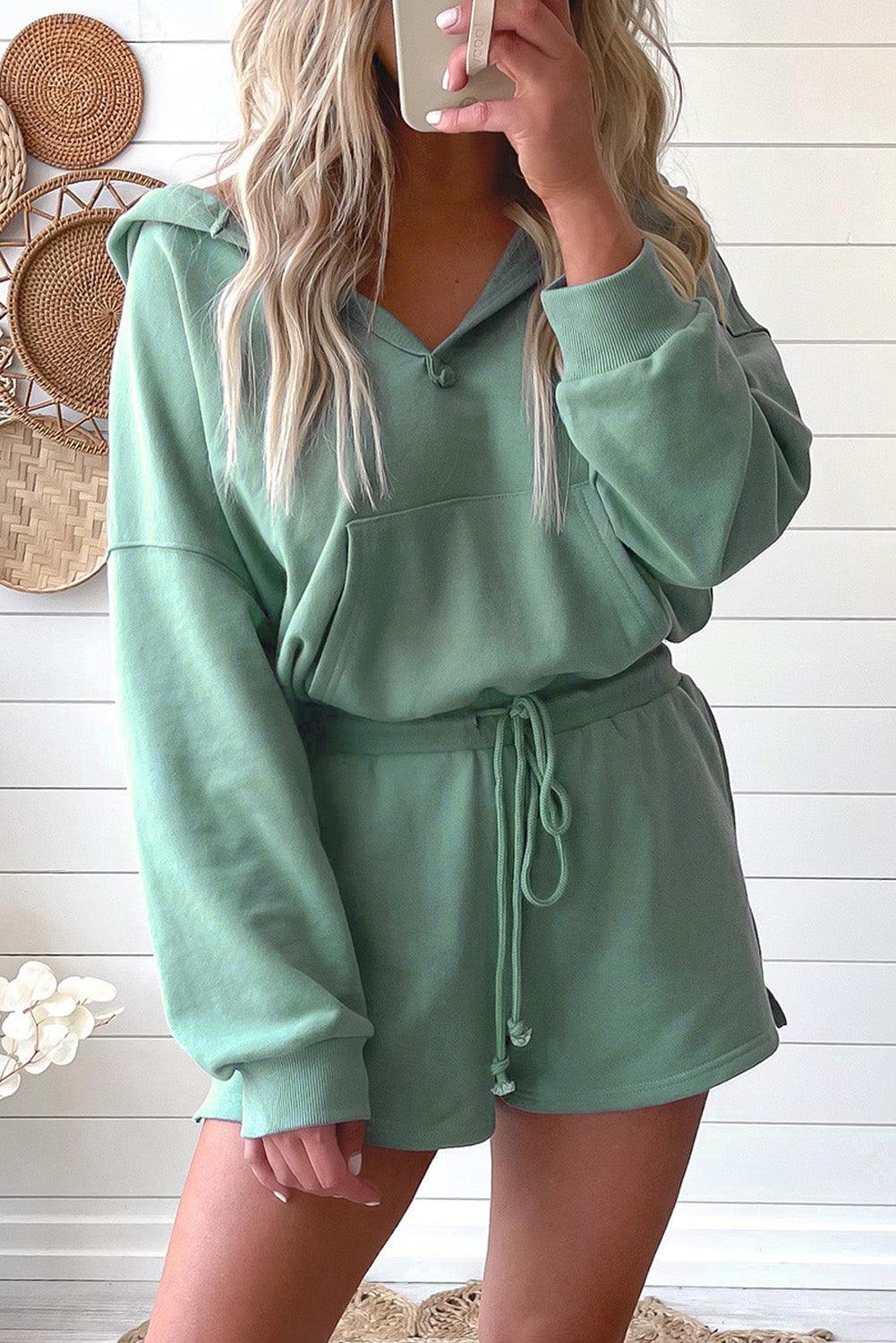 Blue French Terry Hoodie Romper - L & M Kee, LLC