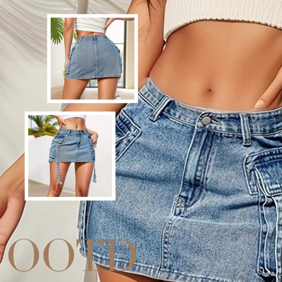 Women's Fashion Y2k Denim Mini Skirt Low Rise Sexy Pencil Short Jean