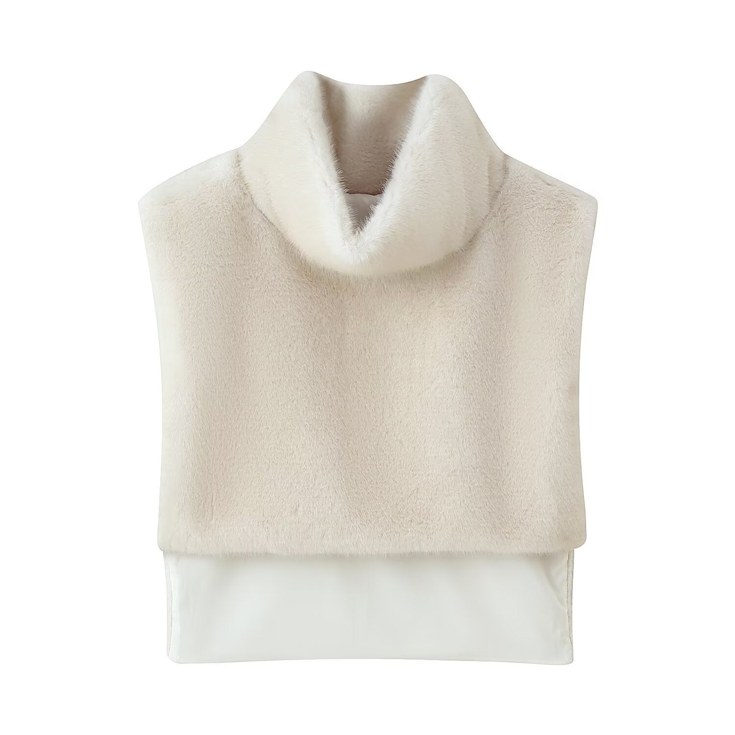 High neck sleeveless camisole imitation fur shawl