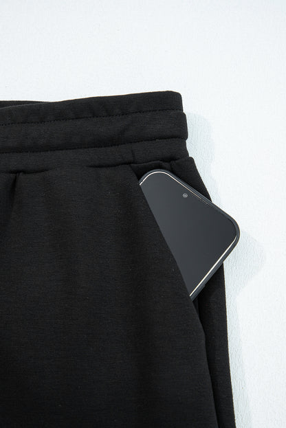 Light Grey Zip Collar Long Sleeve Top Drawstring Pants Set