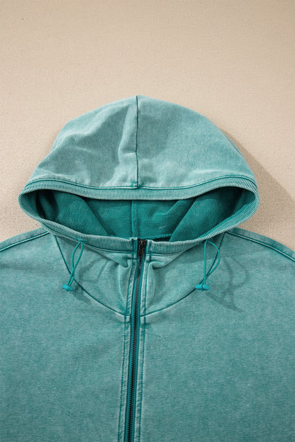 Canton Half Zip Kangaroo Pocket Mineral Wash Baggy Hoodie