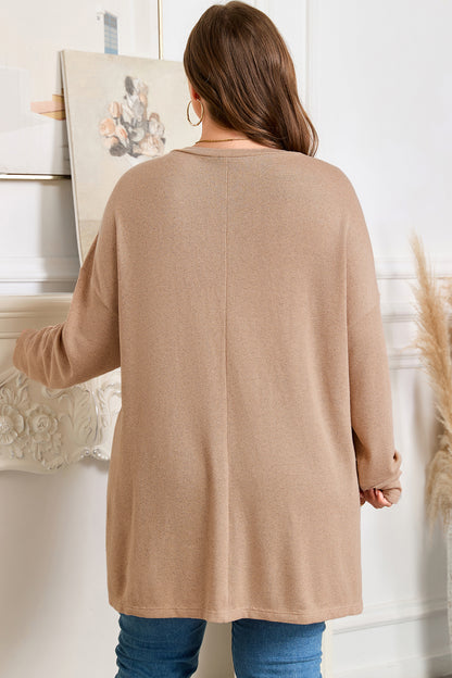 Parchment Plus Size Drop Shoulder Knit Tunic Top