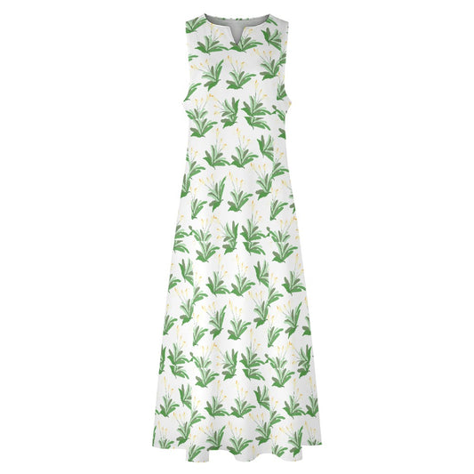 Green Leaf Print Long dress