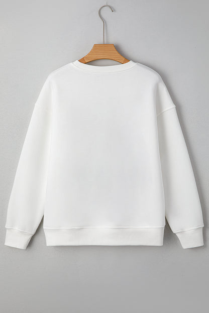 White FARM FRESH PUMPKINS Embroidered Graphic Thanksgiving Holiday Sweatshirt