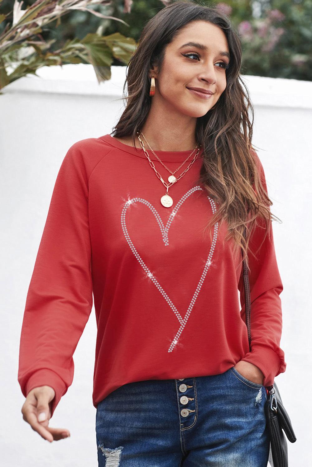 Fiery Red Chenille MERRY Christmas Raglan Sleeve Sweatshirt - L & M Kee, LLC