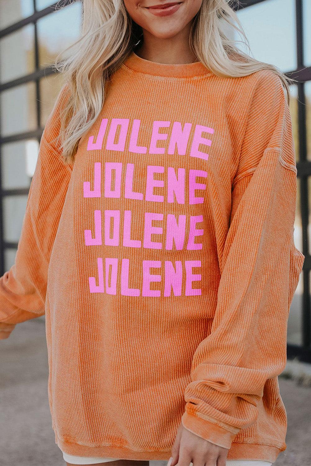 Orange JOLENE Ribbed Corded Oversized Sweatshirt - L & M Kee, LLC