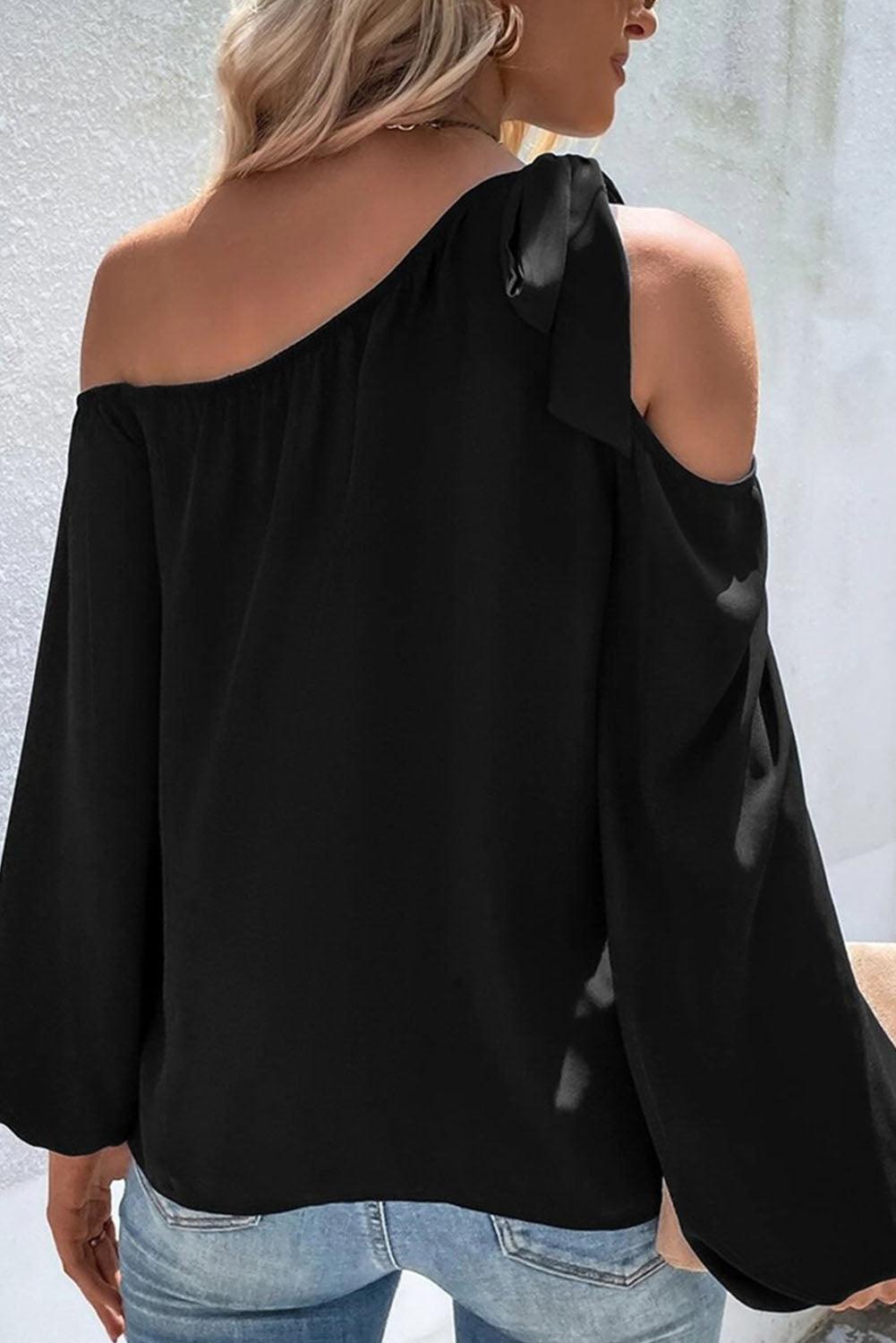 Knotted Asymmetric Off Shoulder Blouse