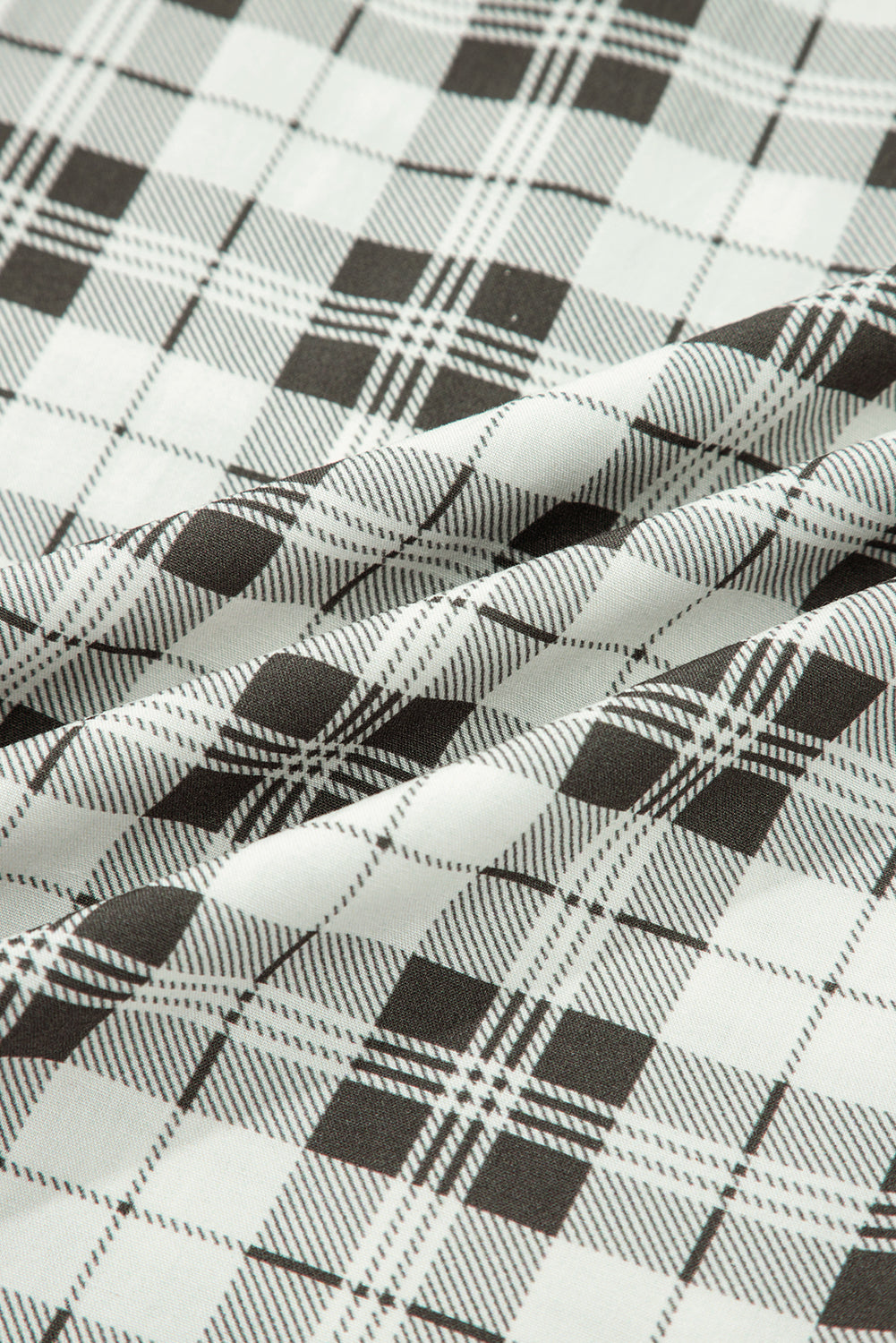 Gray Plaid Wide Leg Casual Pants