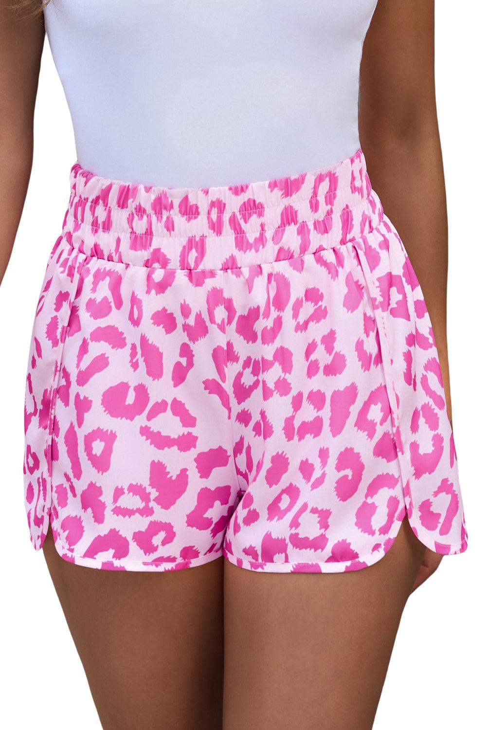 Pink Leopard High Waisted Athletic Shorts - L & M Kee, LLC