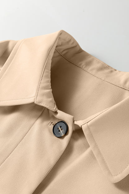 Parchment Plaid Liner Patchwork Single Breasted Trench Coat