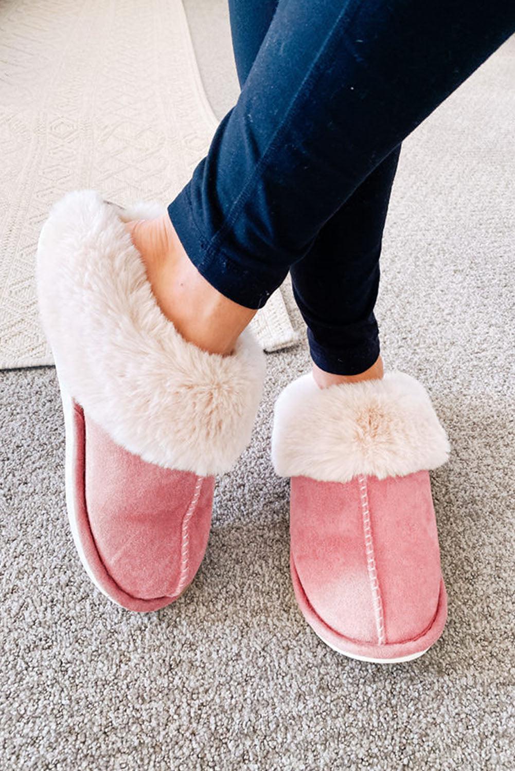 Fiery Red Cut and Sew Faux Suede Plush Lined Slippers - L & M Kee, LLC