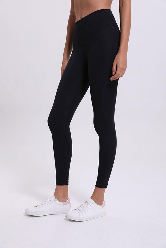 Black Sports High Waist Ankle Length Leggings - L & M Kee, LLC