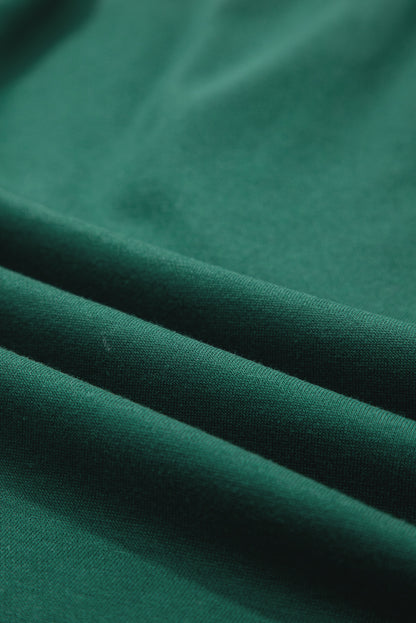 Evergreen Contrast Trim Zip Collar Long Sleeve Ruffle Hem Mini Dress