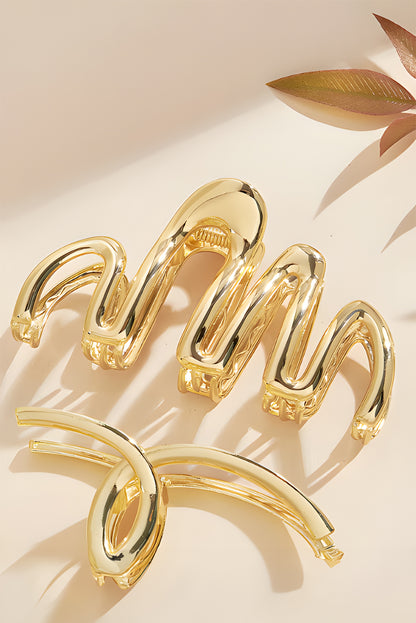 Gold Wave Shaped Plated Alloy Large Hair Clip