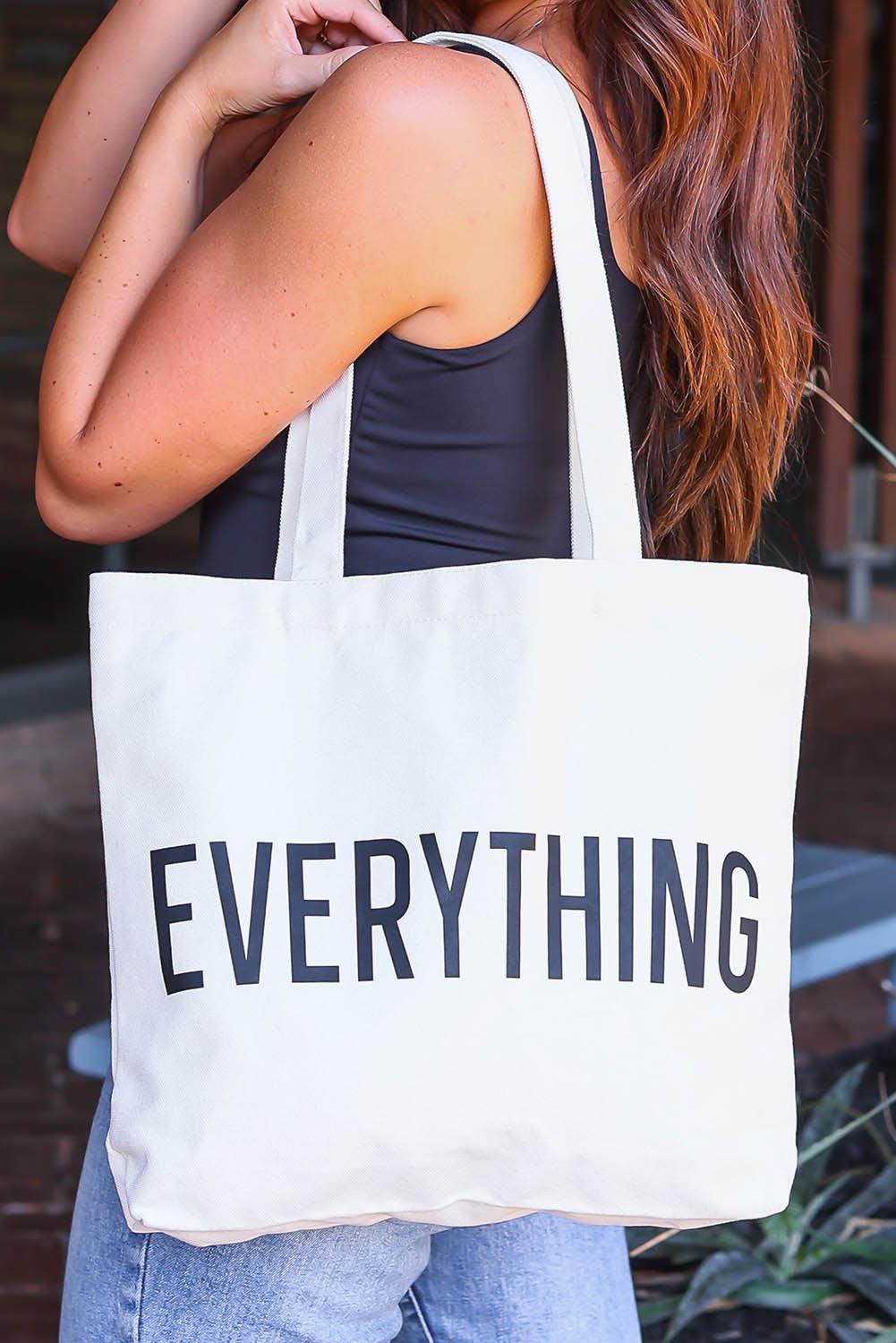 EVERYTHING Letter Print Large Tote Bag 42*8*37cm - L & M Kee, LLC