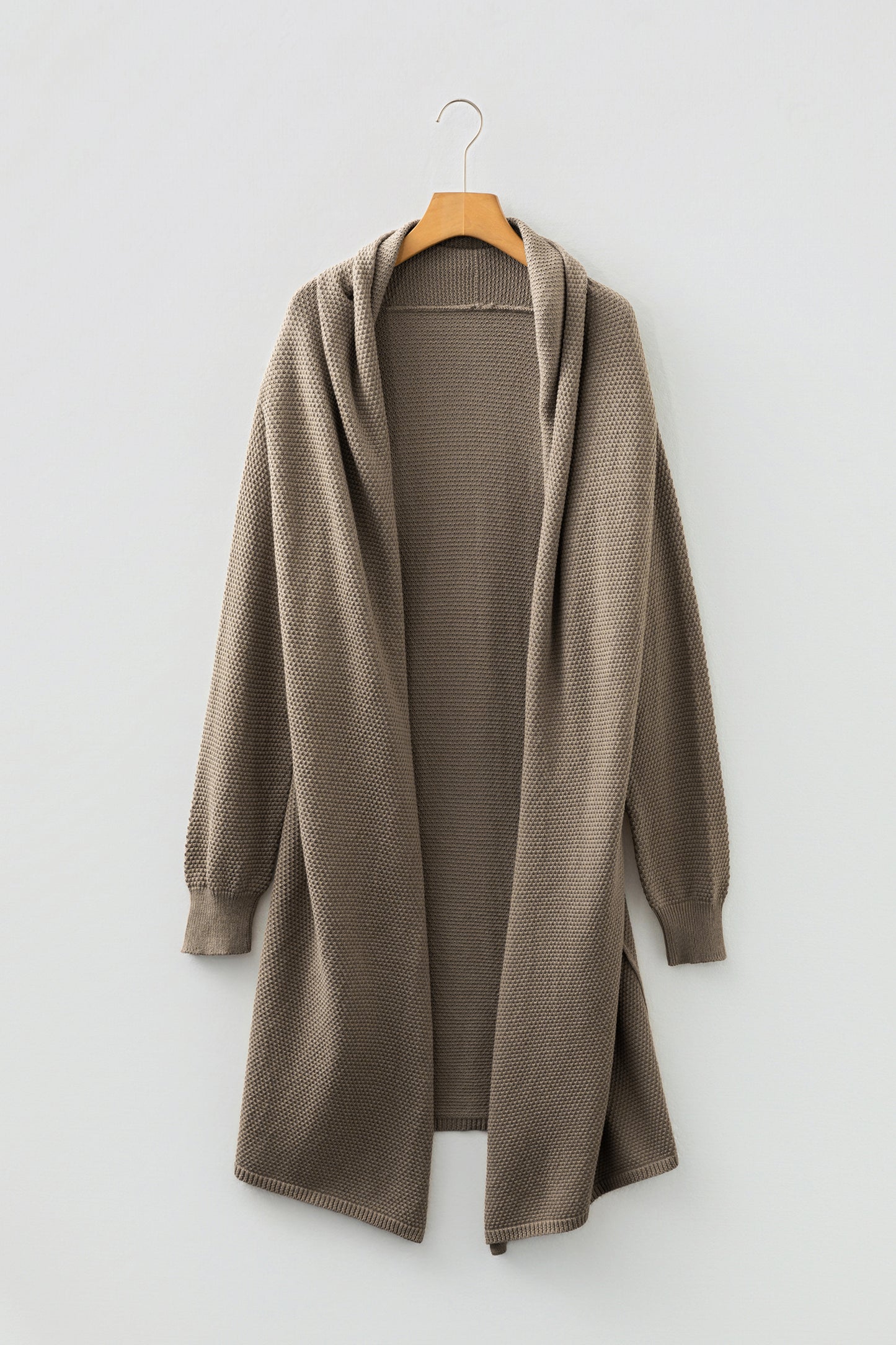 DUNE Solid Color Textured Knit Open Front Oversize Midi Sweater Cardigan