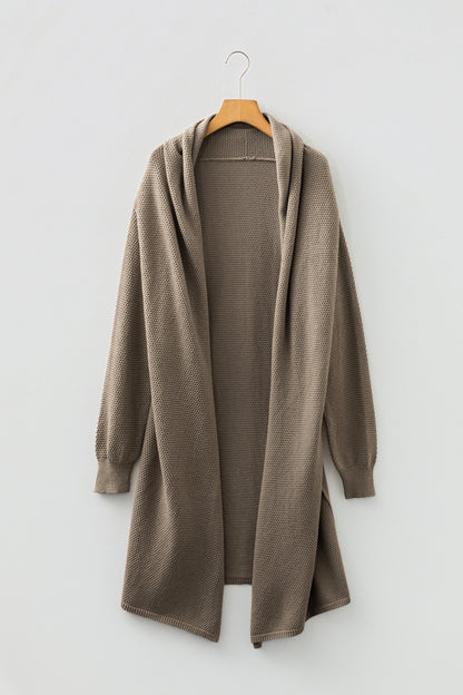 DUNE Solid Color Textured Knit Open Front Oversize Midi Sweater Cardigan
