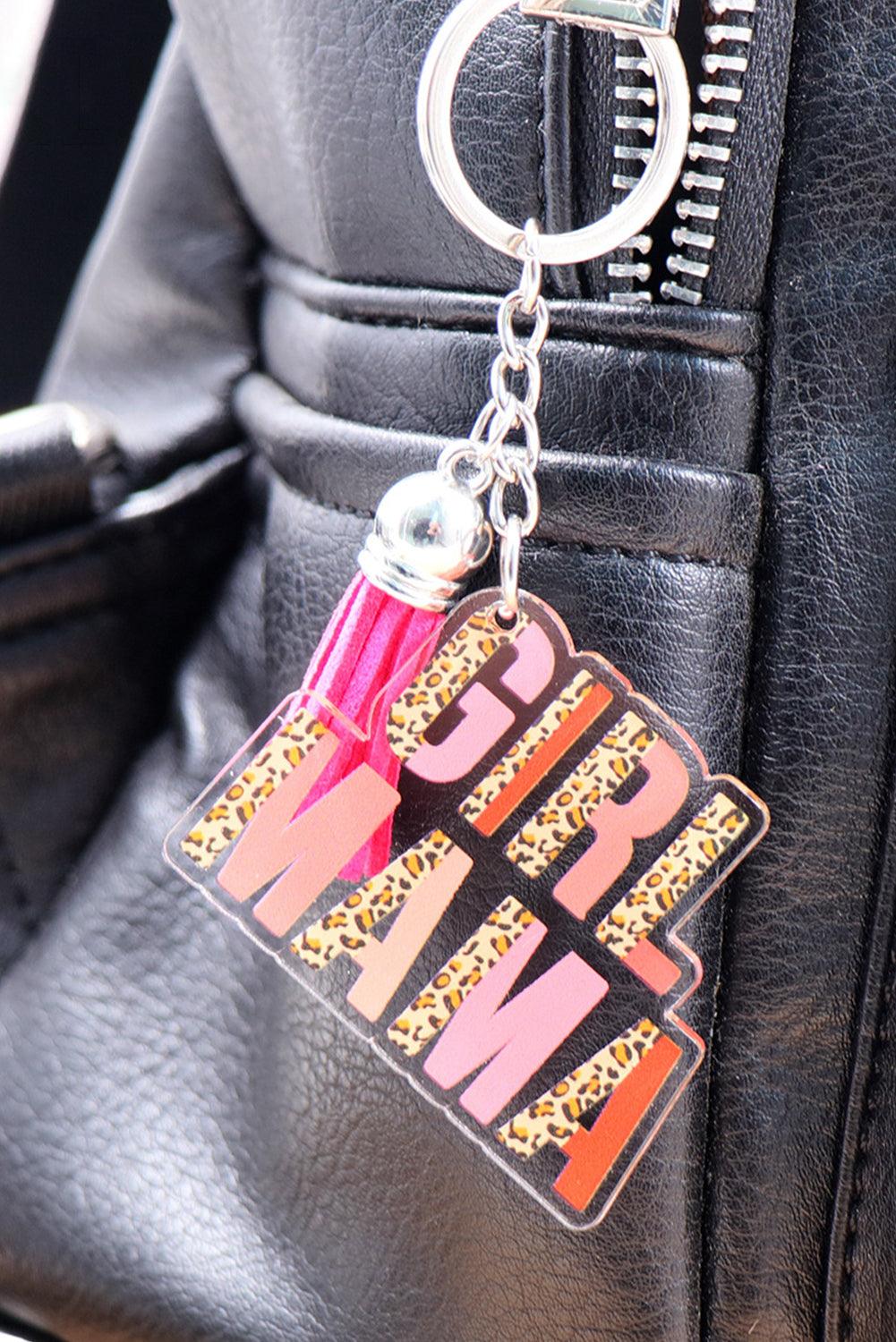 Strawberry Pink GIRL MAMA Tassel Keychain