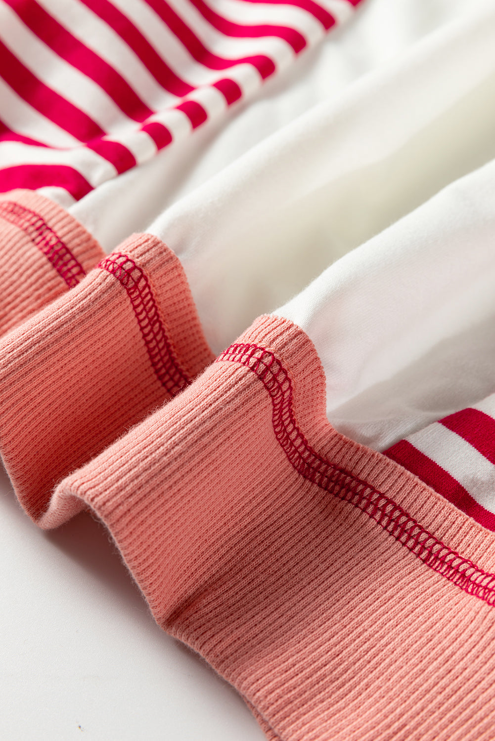 Red Stripe Color Block Patchwork Seam Detail Plus Size Sweatshirt