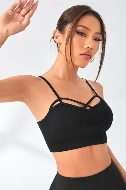 Black Caged Cami Active Crop Top - L & M Kee, LLC