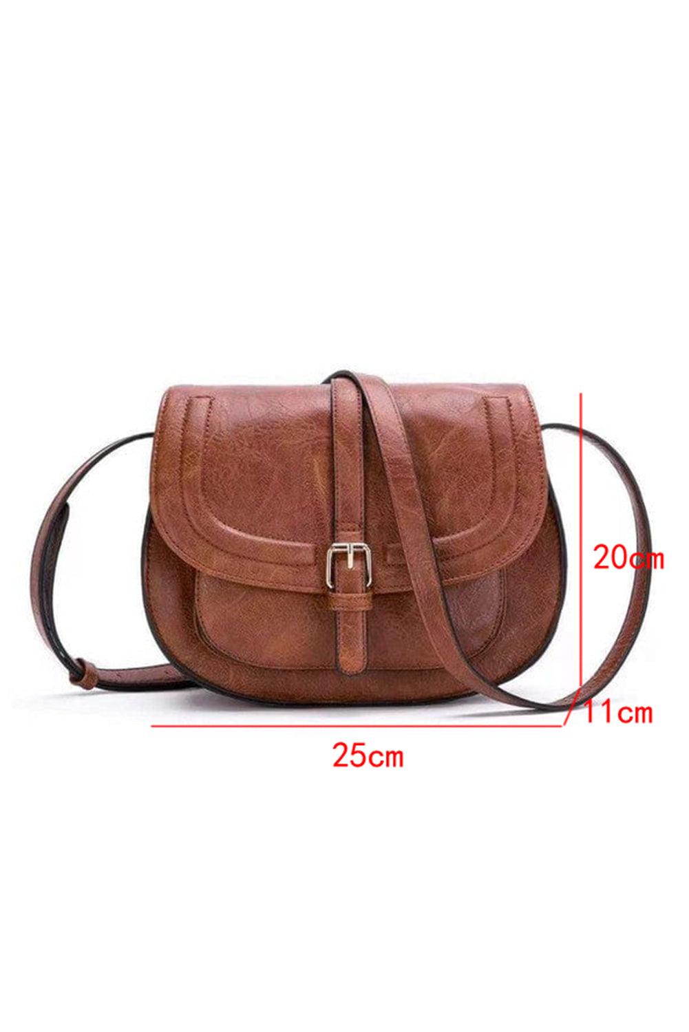 Chestnut Flapped Magnetic Buckle PU Leather Shoulder Bag - L & M Kee, LLC