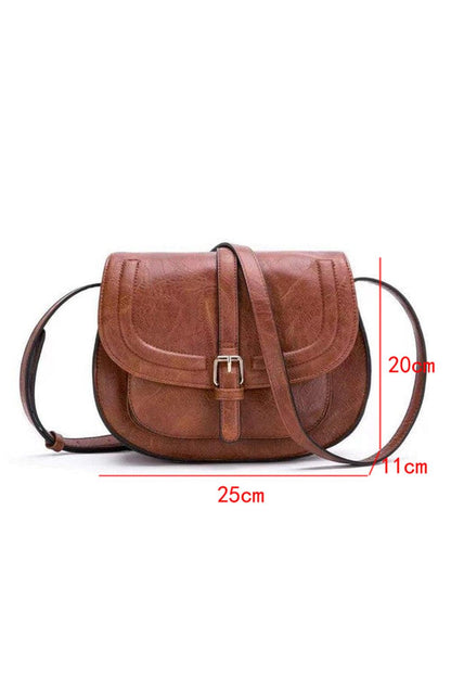 Chestnut Flapped Magnetic Buckle PU Leather Shoulder Bag - L & M Kee, LLC