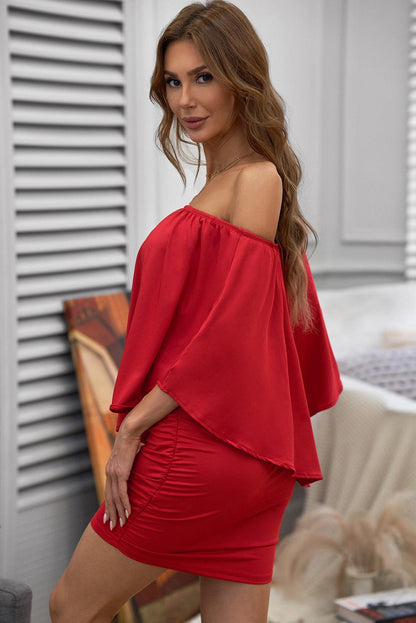 Multiple Dressing Layered Red Mini Poncho Dress - L & M Kee, LLC