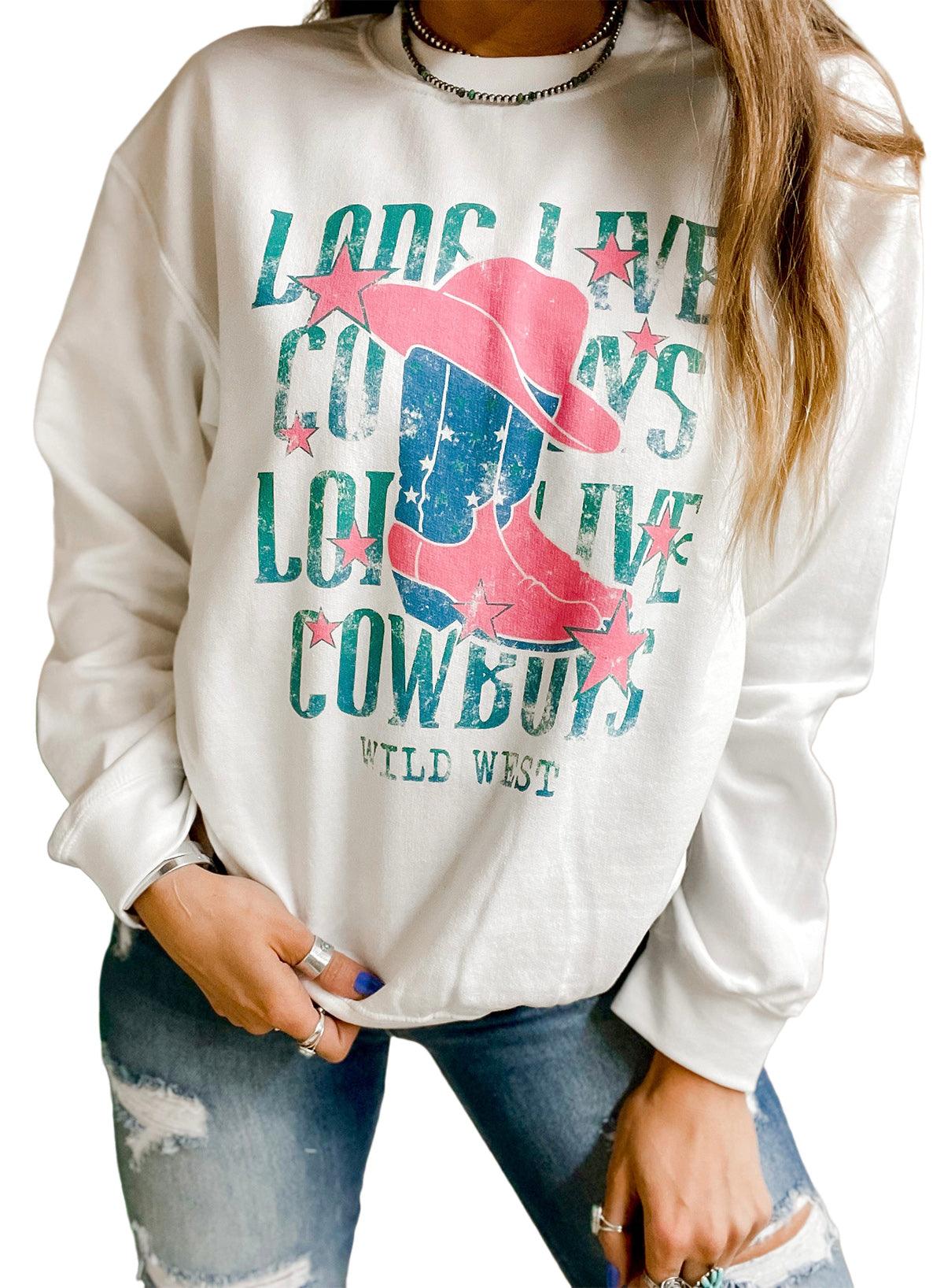 LONG LIVE COWBOY WILD WEST Graphic Sweatshirt - L & M Kee, LLC