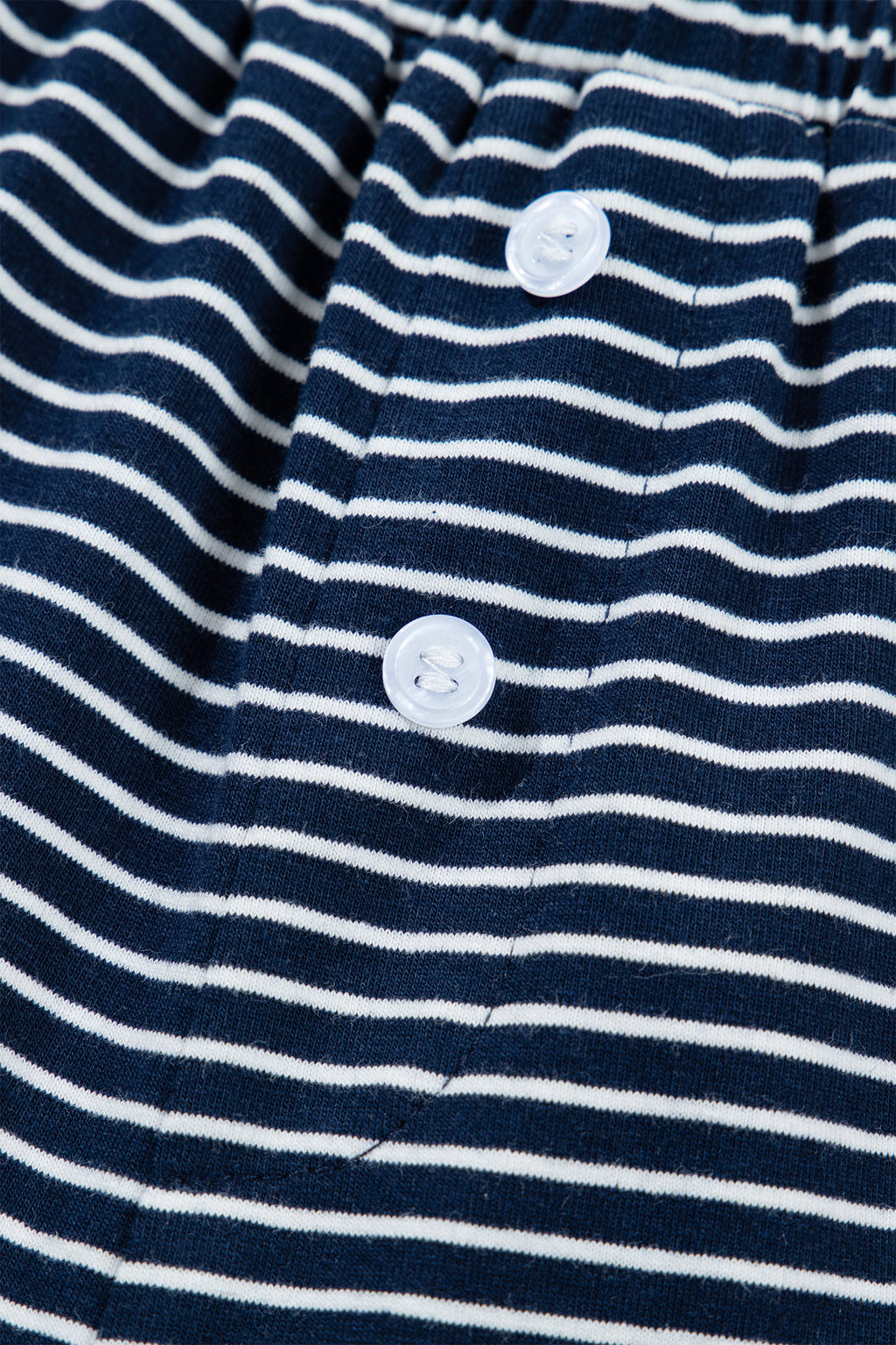 Blue Stripe Drop Shoulder Round Neck Long Sleeve Tee and Buttoned Shorts 2pcs Lounge Set