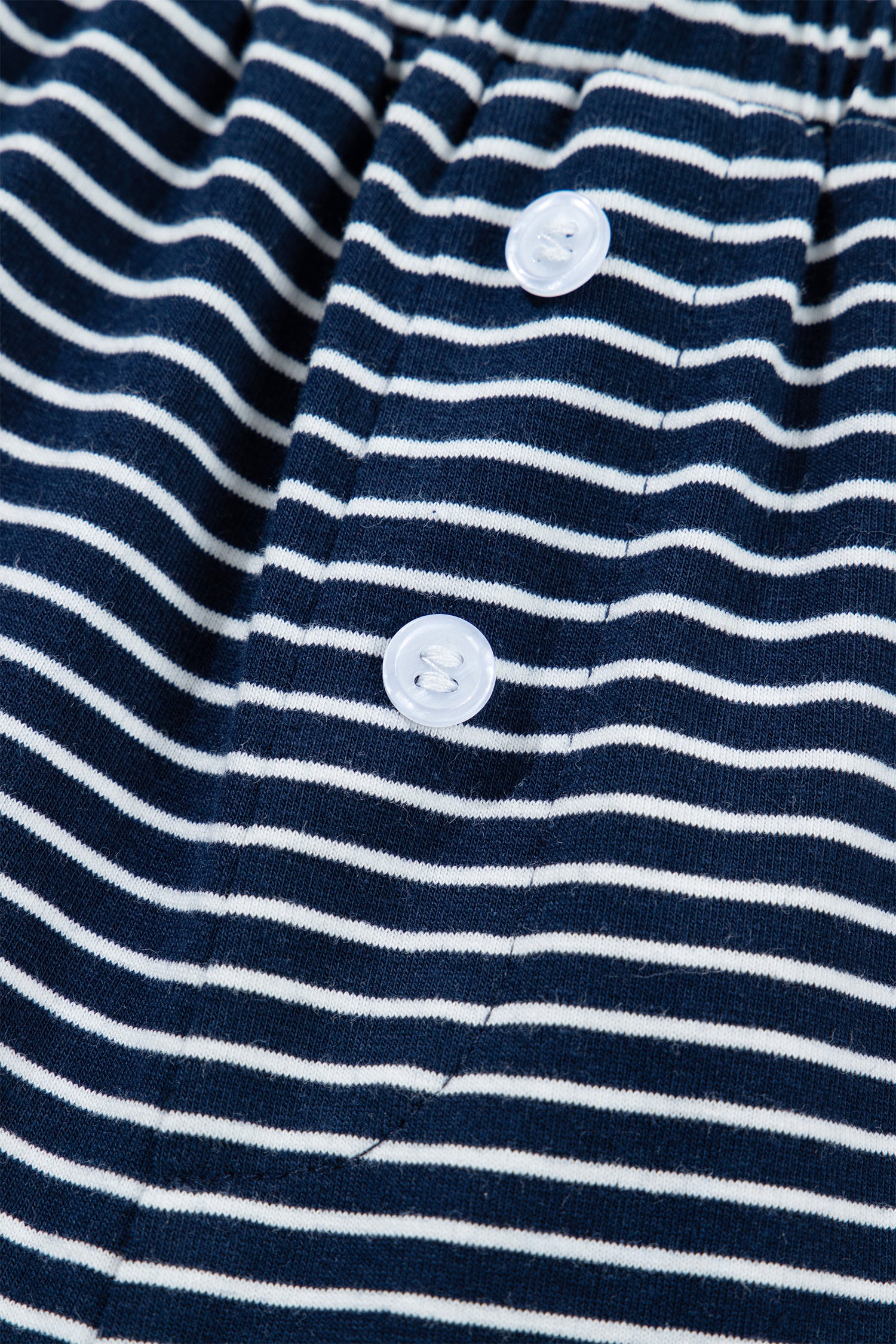 Blue Stripe Drop Shoulder Round Neck Long Sleeve Tee and Buttoned Shorts 2pcs Lounge Set